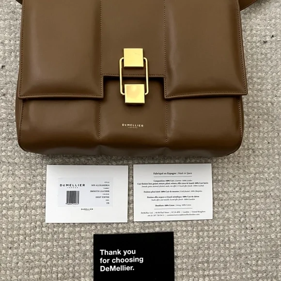 DeMellier The Alexandria Crossbody Bag in Deep Toffee Smooth ($465